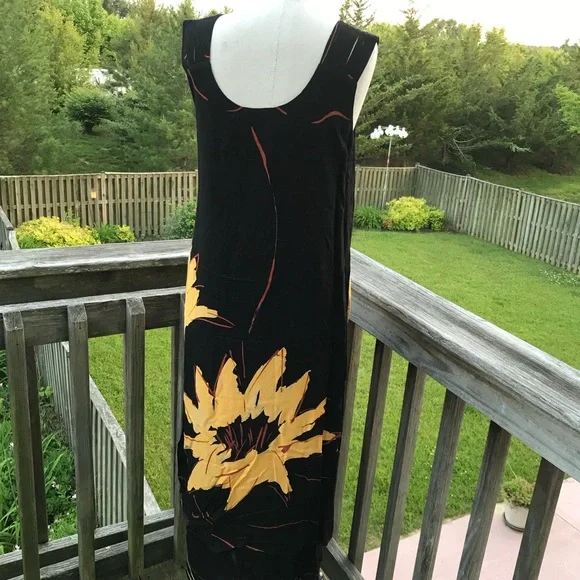 Dress big sunflower 80’s rayon - Picture 5 of 8